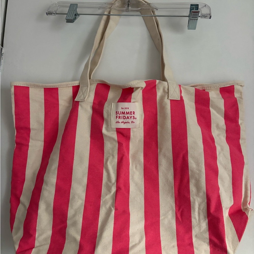 Summer Fridays Pink Guava Pink and Cream Tote